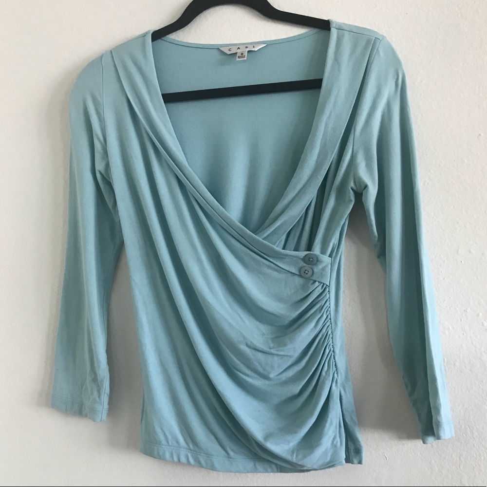 Cabi Turquoise Wrap Shirt (¾ sleeves)
